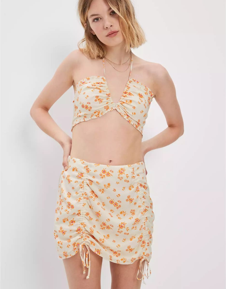 Jupes American Eagle AE Silky Floral Mini Orange Femme | IFG-39057423